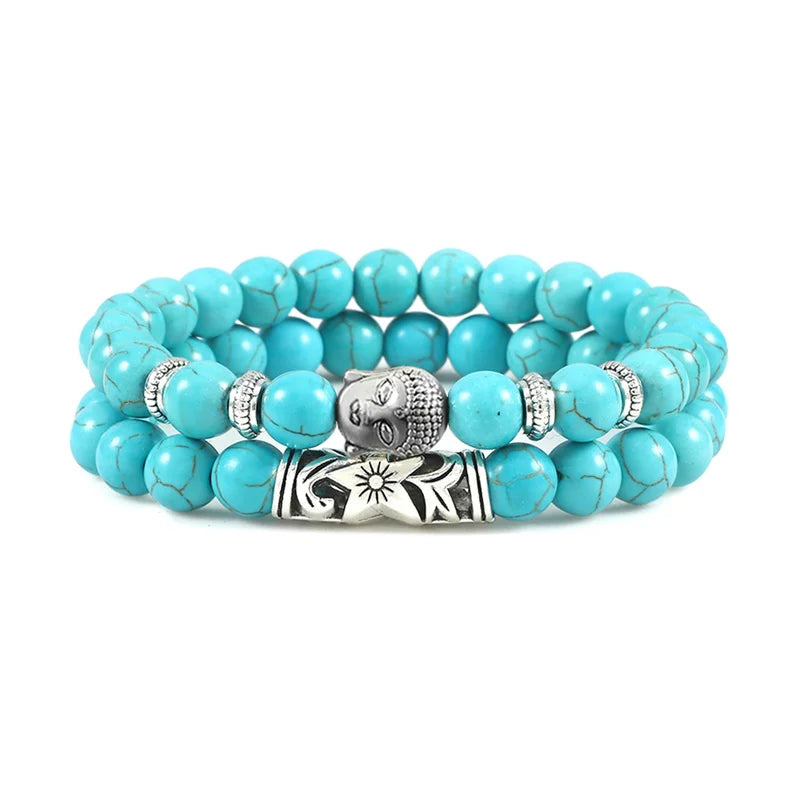 2pcs Set Natural Stone Charm Bracelet
