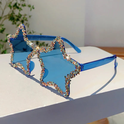 Rimless Rhinestone Star Sunglasses