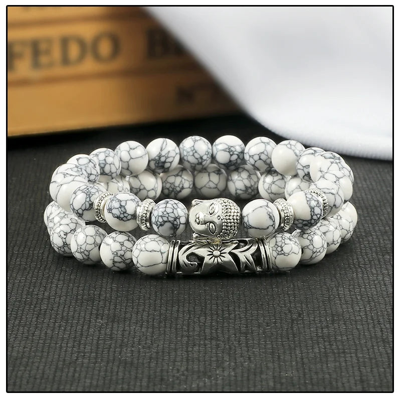 2pcs Set Natural Stone Charm Bracelet