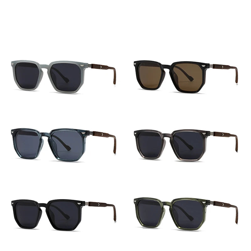 Collection of sunglasses with colour options on a white background