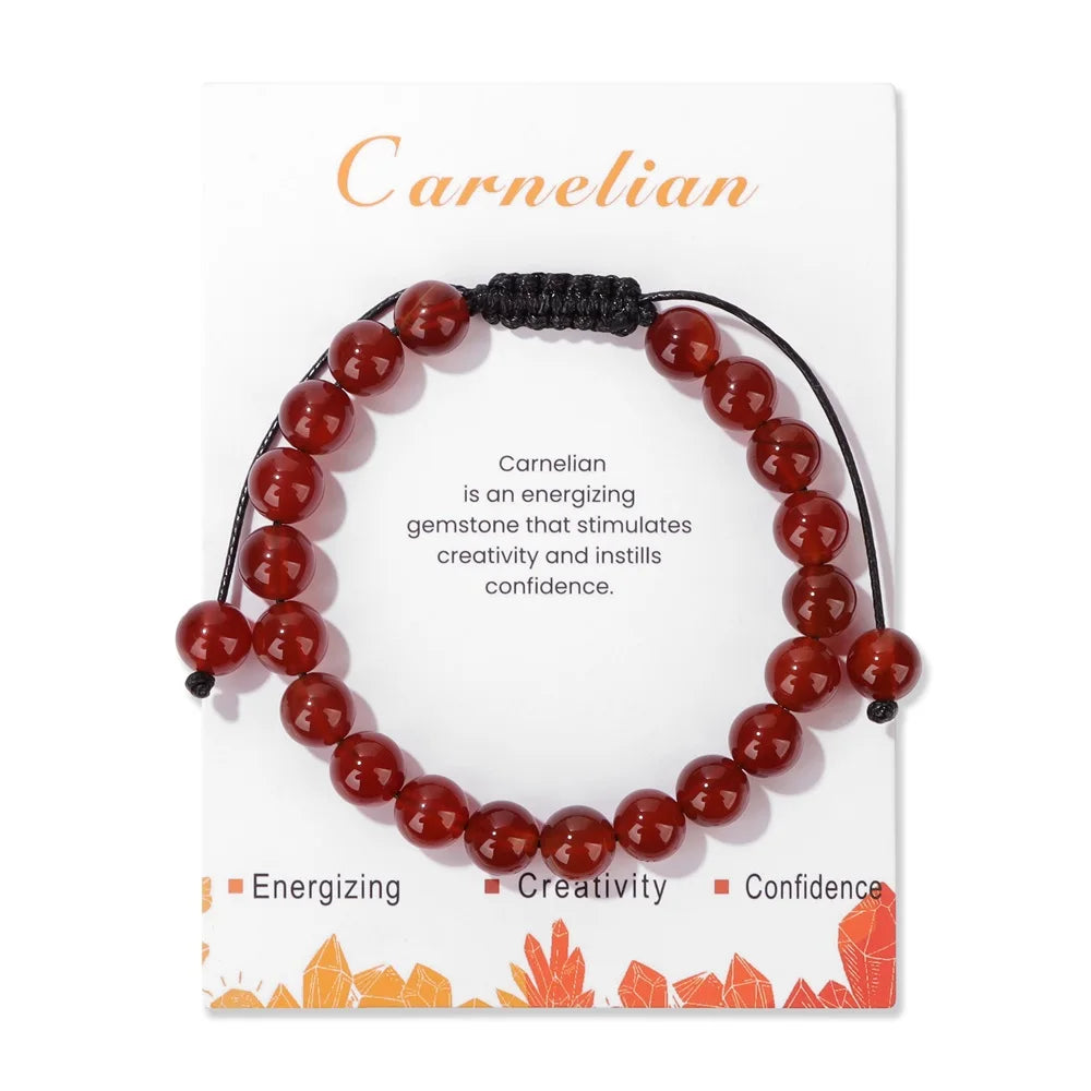 Natural Stone Beads Adjustable Bracelet with Card