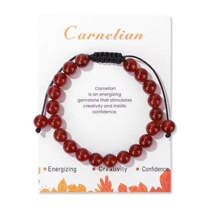 Natural Stone Beads Adjustable Bracelet with Card