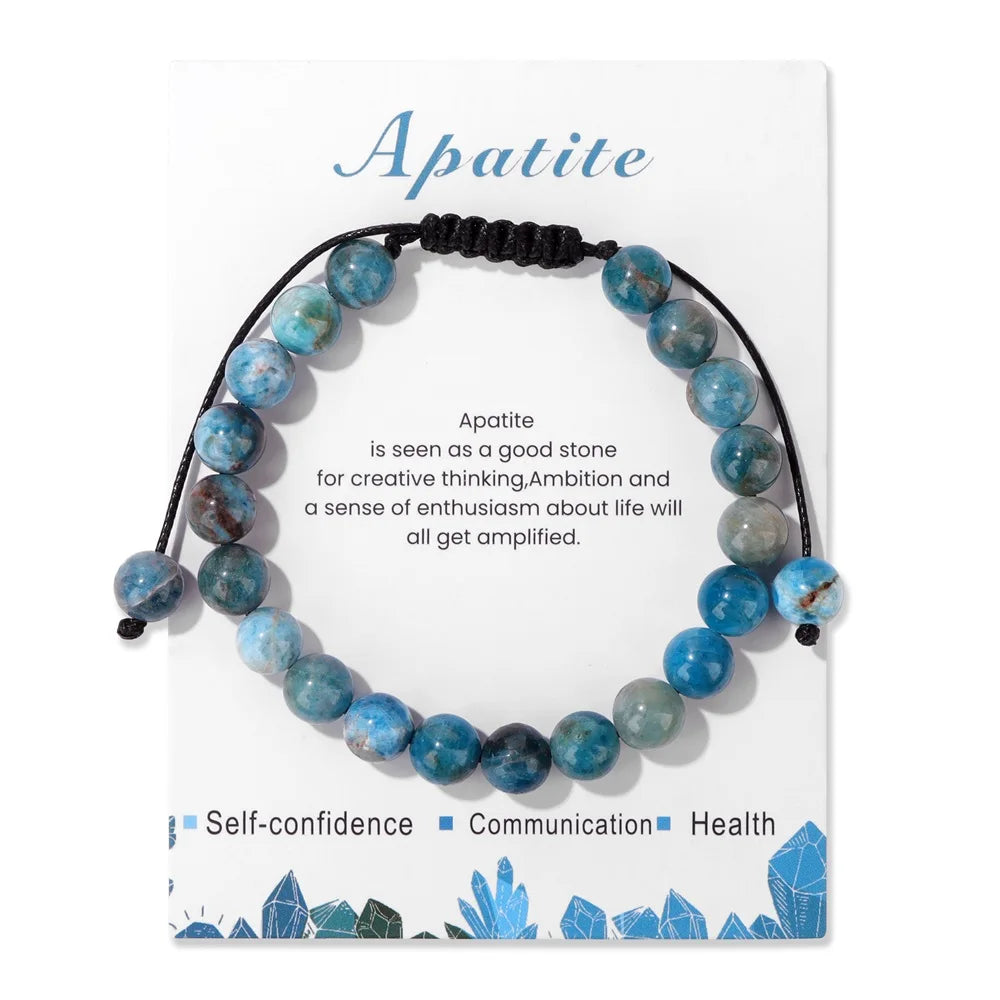 Natural Stone Beads Adjustable Bracelet with Card