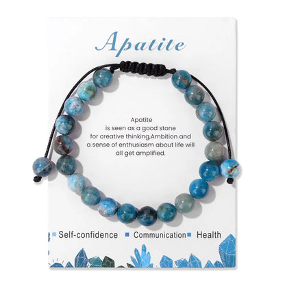 Natural Stone Beads Adjustable Bracelet with Card
