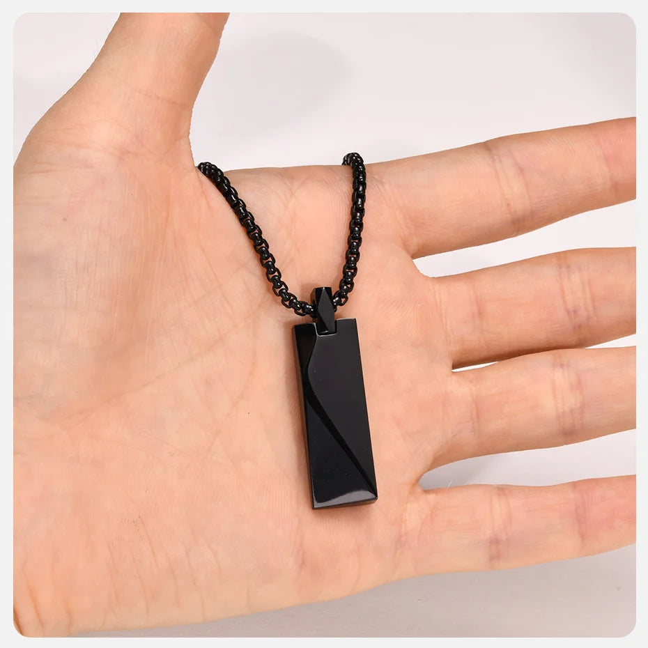 Geometric Rectangle Bar Pendant Necklace
