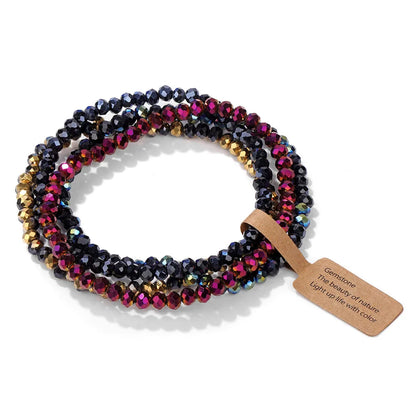 4Pcs Crystal Glass Bead Bracelet Set with Tag