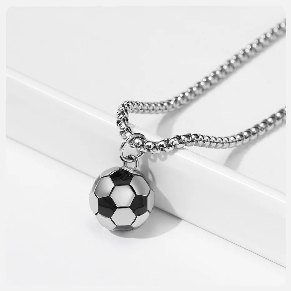 3D Football Pendant Chain Necklace