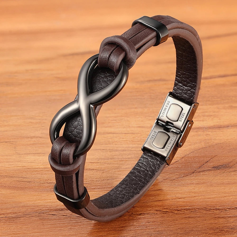 Infinity Symbol Men's Leather Bracelet