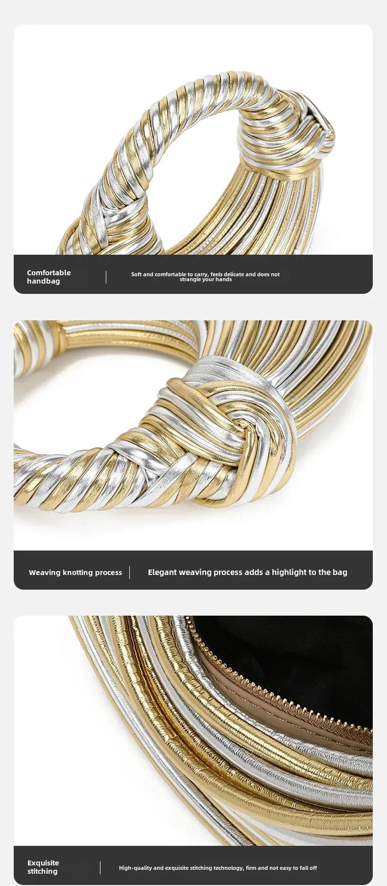 Gold and silver jewelry set with close-up details on a white background