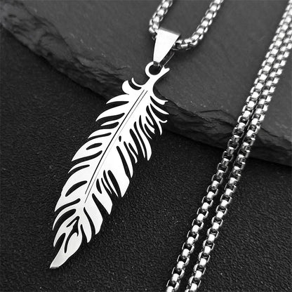 Boho Feather Pendant Chain Necklace