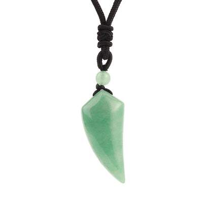 Natural Stone Cut Wolf Tooth Shape Pendant Necklace