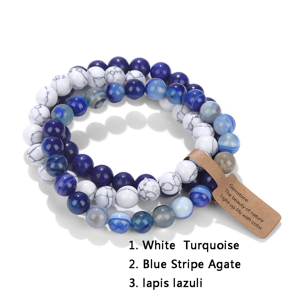 3Pcs Natural Stone Bracelet Set