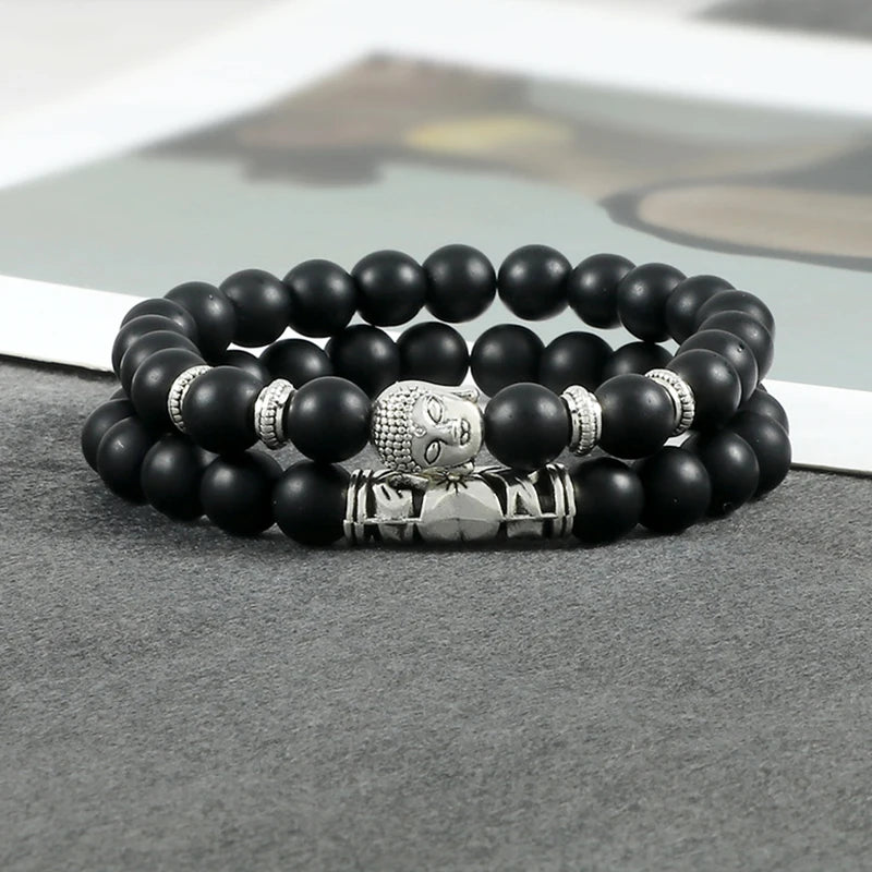 2pcs Set Natural Stone Charm Bracelet