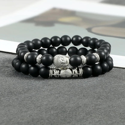 2pcs Set Natural Stone Charm Bracelet