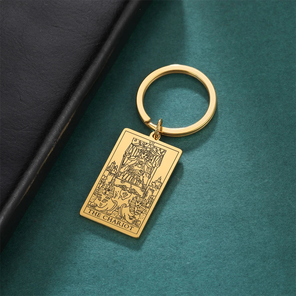 Gold Plated Tarot Card Keyring