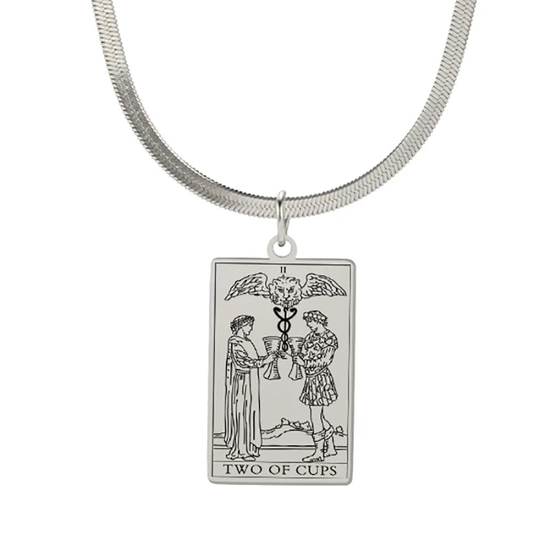 Tarot Card Pendant Snake Chain Necklace