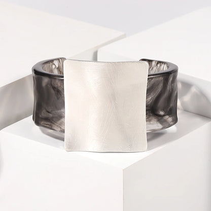 Geometric Matte Square Wide Cuff Bangle Bracelet