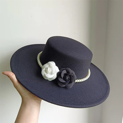 Wide Brim Roses French Fedora Hat