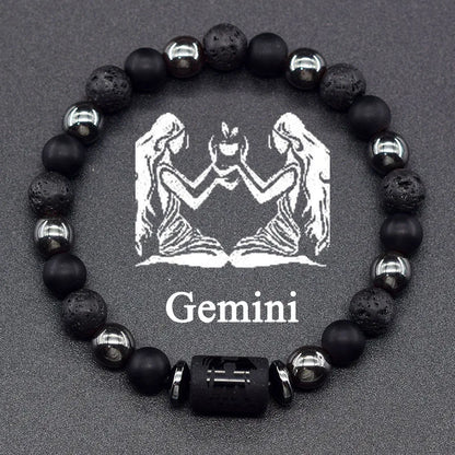 Zodiac Signs Constellation Bracelet - Black Lava