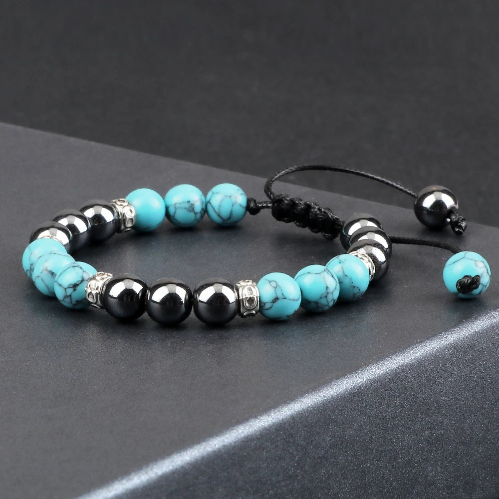 Two Tone Natural Stone Beads Bracelet