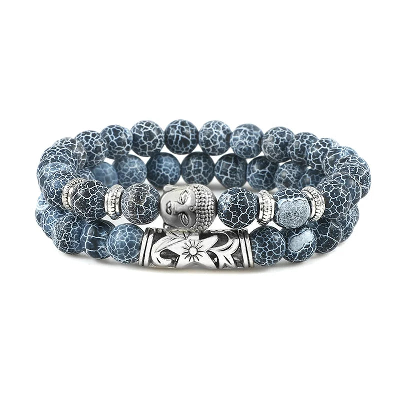 2pcs Set Natural Stone Charm Bracelet