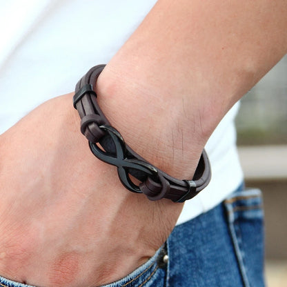 Infinity Symbol Men's Leather Bracelet