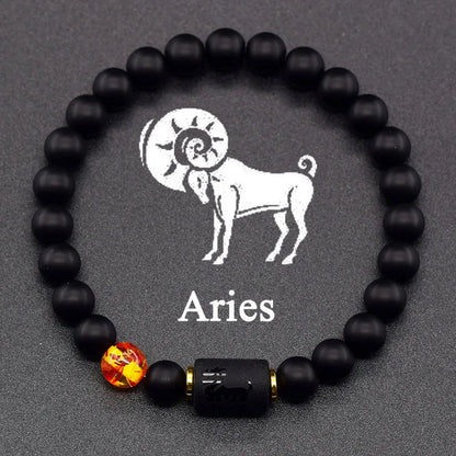 Zodiac Signs Constellation Bracelet - Black Agate