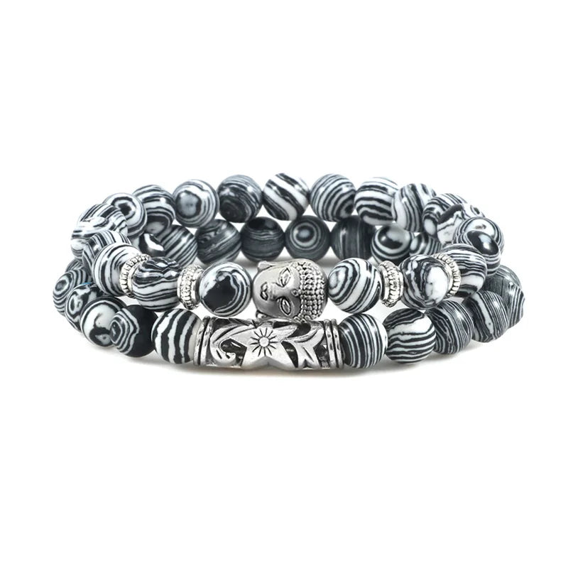 2pcs Set Natural Stone Charm Bracelet