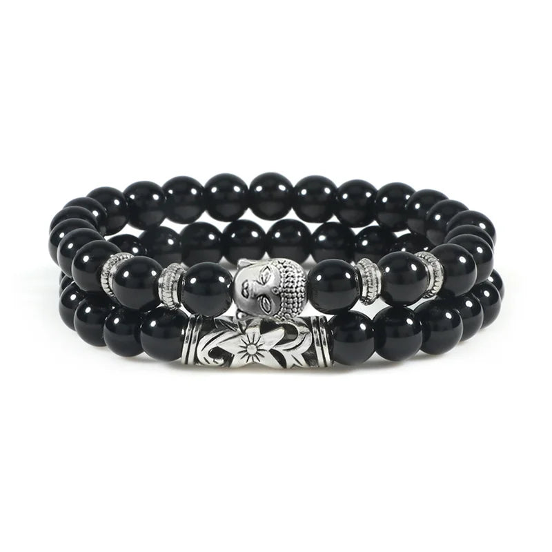 2pcs Set Natural Stone Charm Bracelet