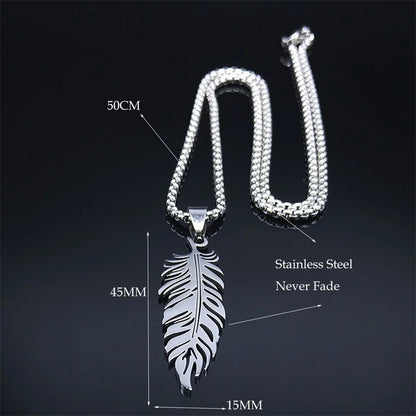 Boho Feather Pendant Chain Necklace