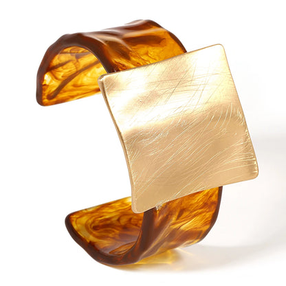 Geometric Matte Square Wide Cuff Bangle Bracelet