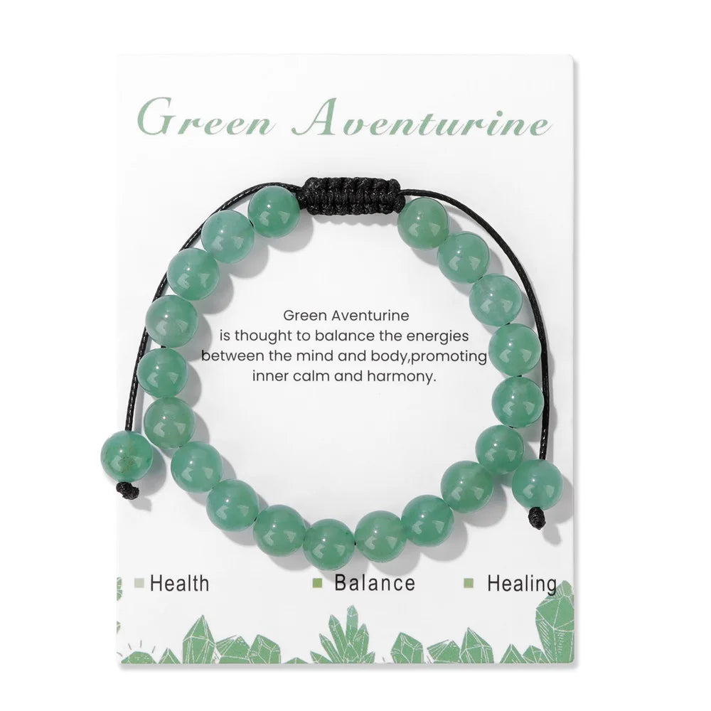 Natural Stone Beads Adjustable Bracelet with Card