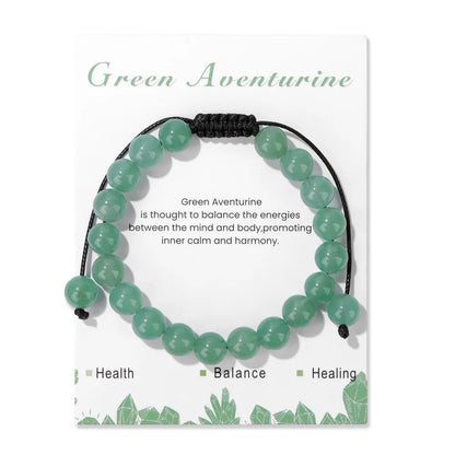 Natural Stone Beads Adjustable Bracelet with Card