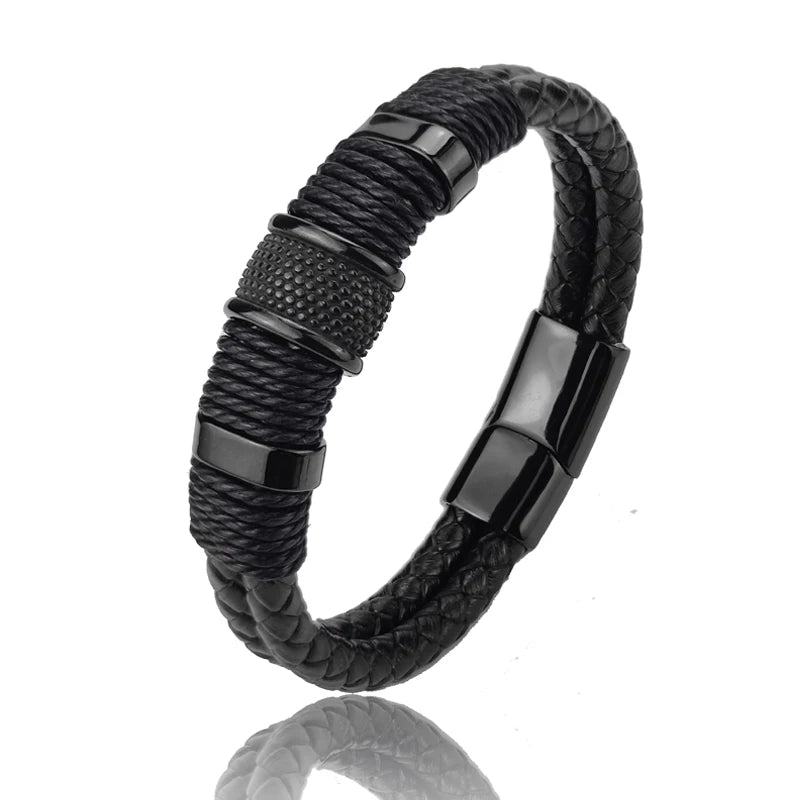 Black Leather Rope Retro Bracelet