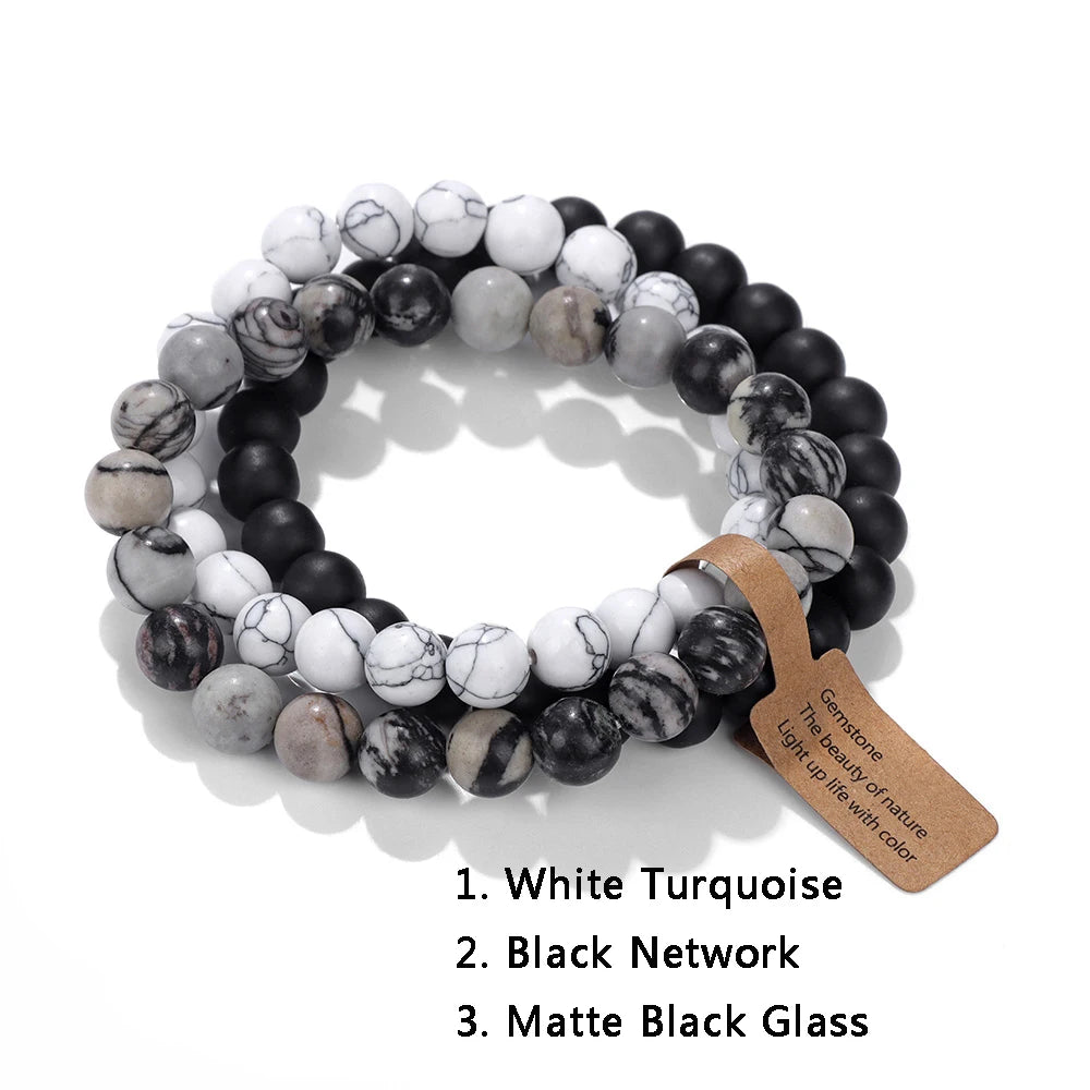 3Pcs Natural Stone Bracelet Set