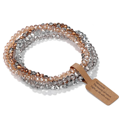 4Pcs Crystal Glass Bead Bracelet Set with Tag