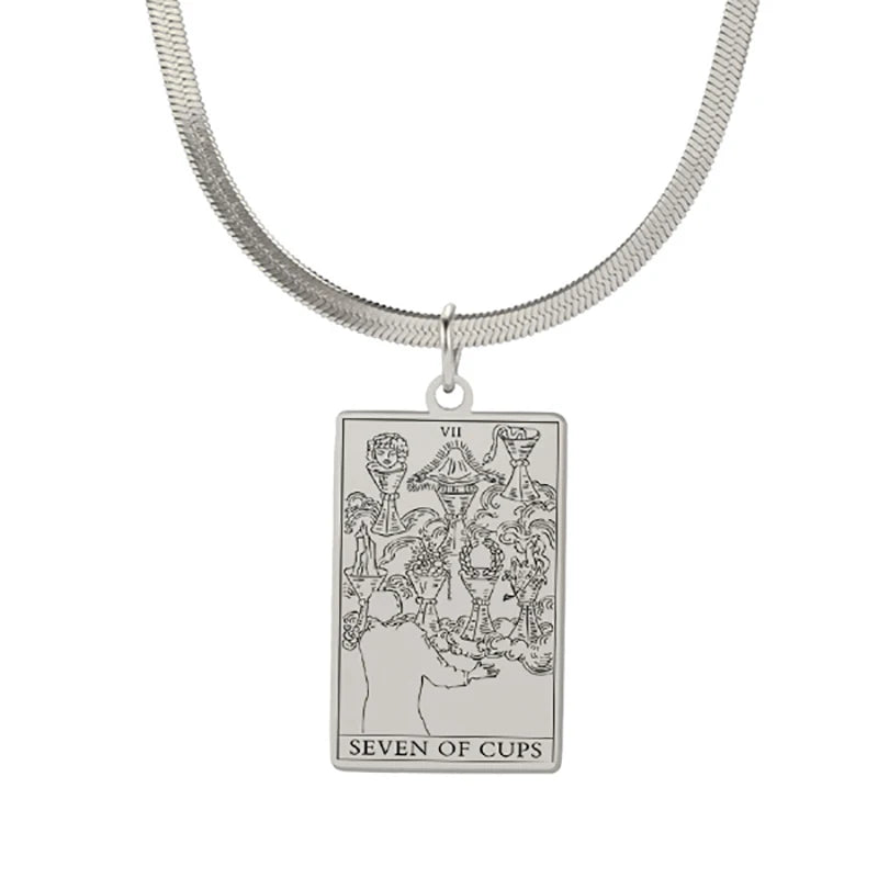 Tarot Card Pendant Snake Chain Necklace