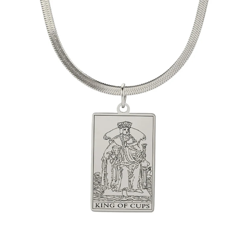 Tarot Card Pendant Snake Chain Necklace