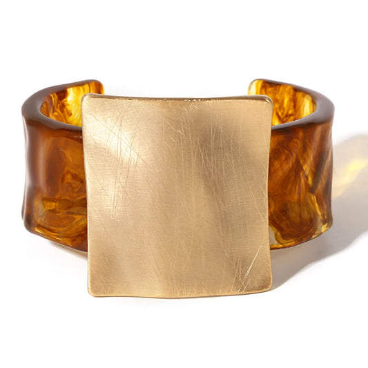 Geometric Matte Square Wide Cuff Bangle Bracelet