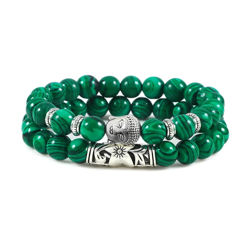 2pcs Set Natural Stone Charm Bracelet
