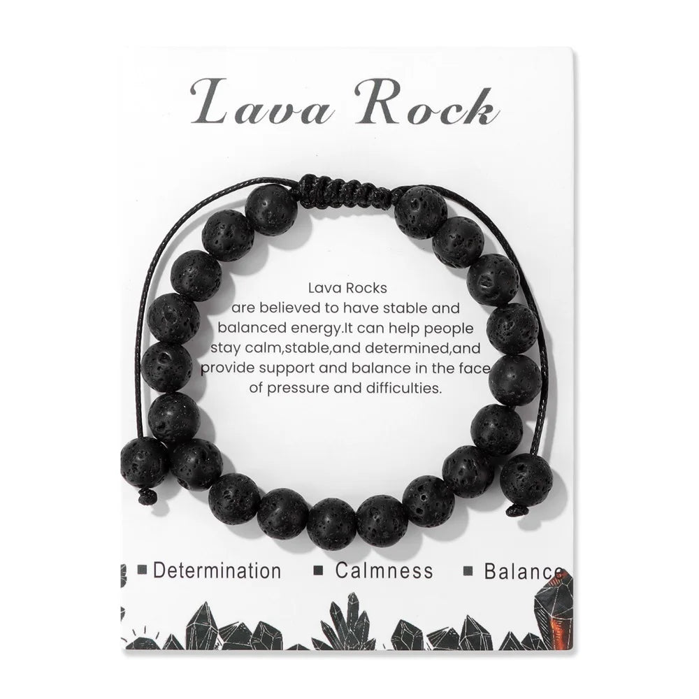 Natural Stone Beads Adjustable Bracelet with Card