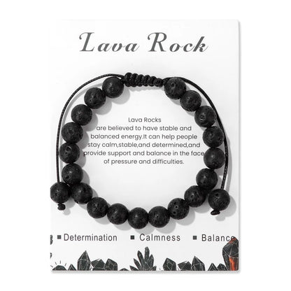 Natural Stone Beads Adjustable Bracelet with Card