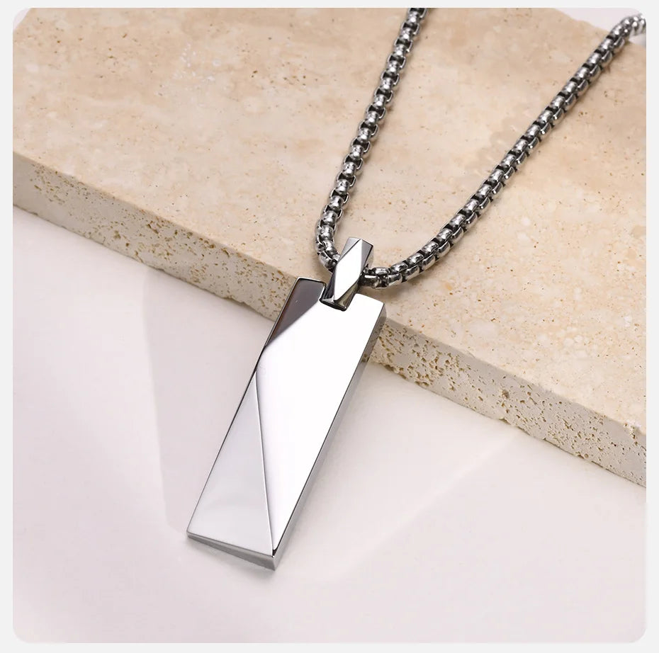 Geometric Rectangle Bar Pendant Necklace