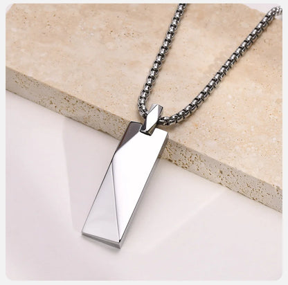 Geometric Rectangle Bar Pendant Necklace