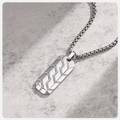 Tyre Pattern Military Army Style Dog Tag Pendant Necklace