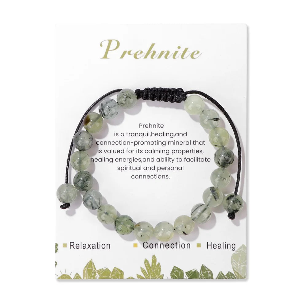 Natural Stone Beads Adjustable Bracelet with Card