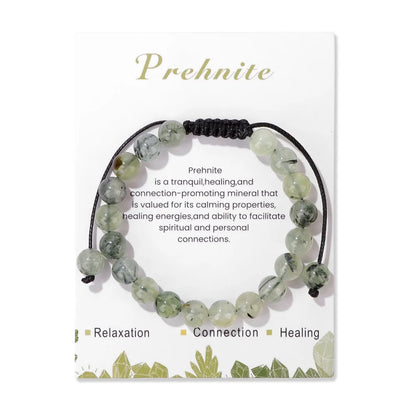 Natural Stone Beads Adjustable Bracelet with Card