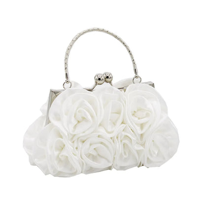 Chic 3D Satin Roses Clutch Bag