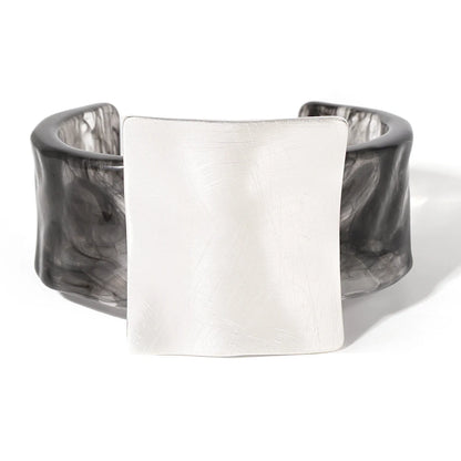 Geometric Matte Square Wide Cuff Bangle Bracelet