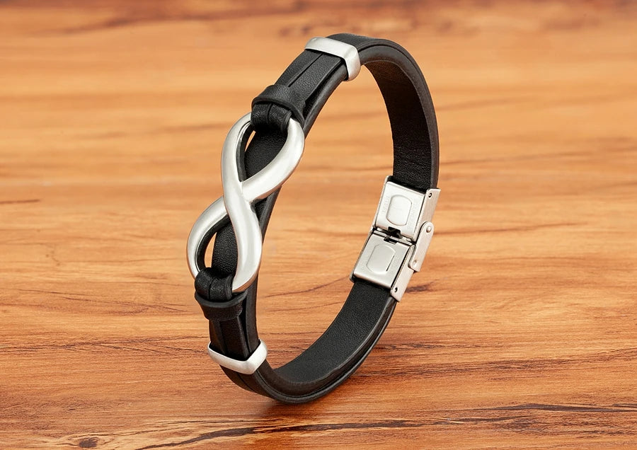 Infinity Symbol Men's Leather Bracelet